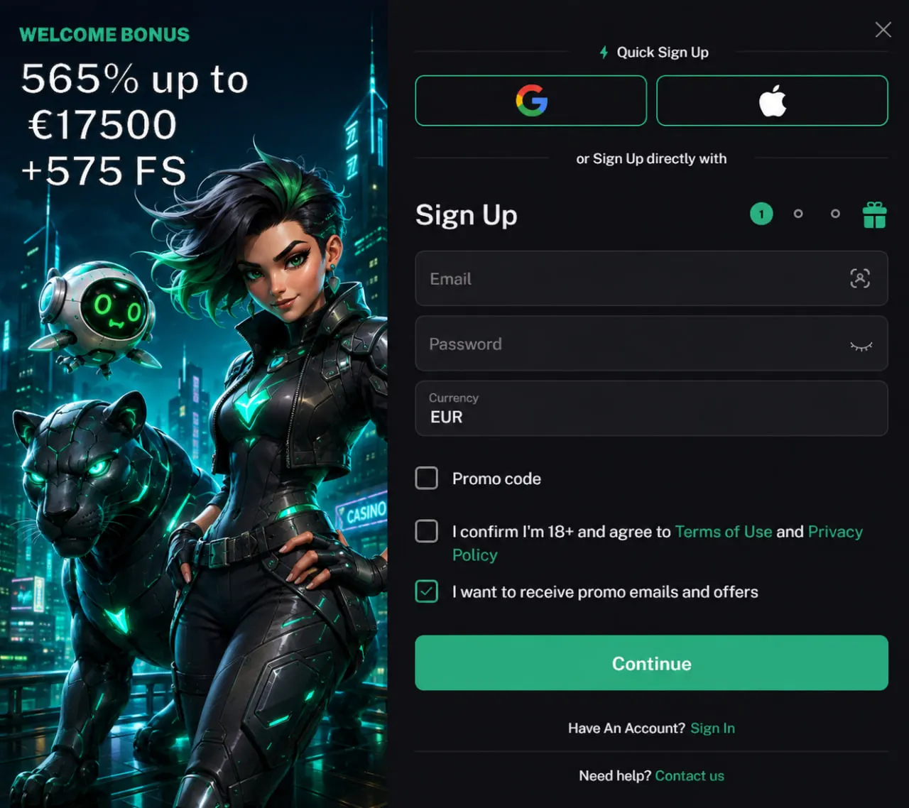 kickback casino registration